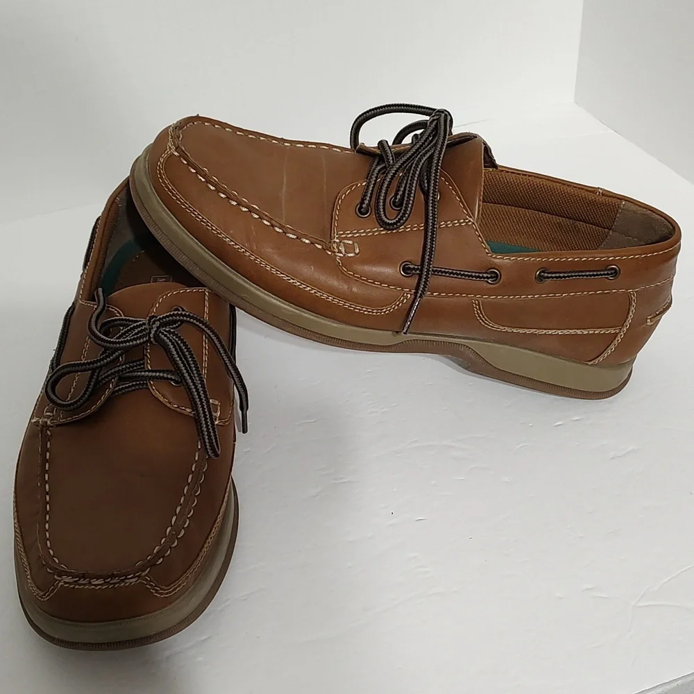 Men's Tan Mountain Creek Tie Up Boat Shoes sz 12 Wide